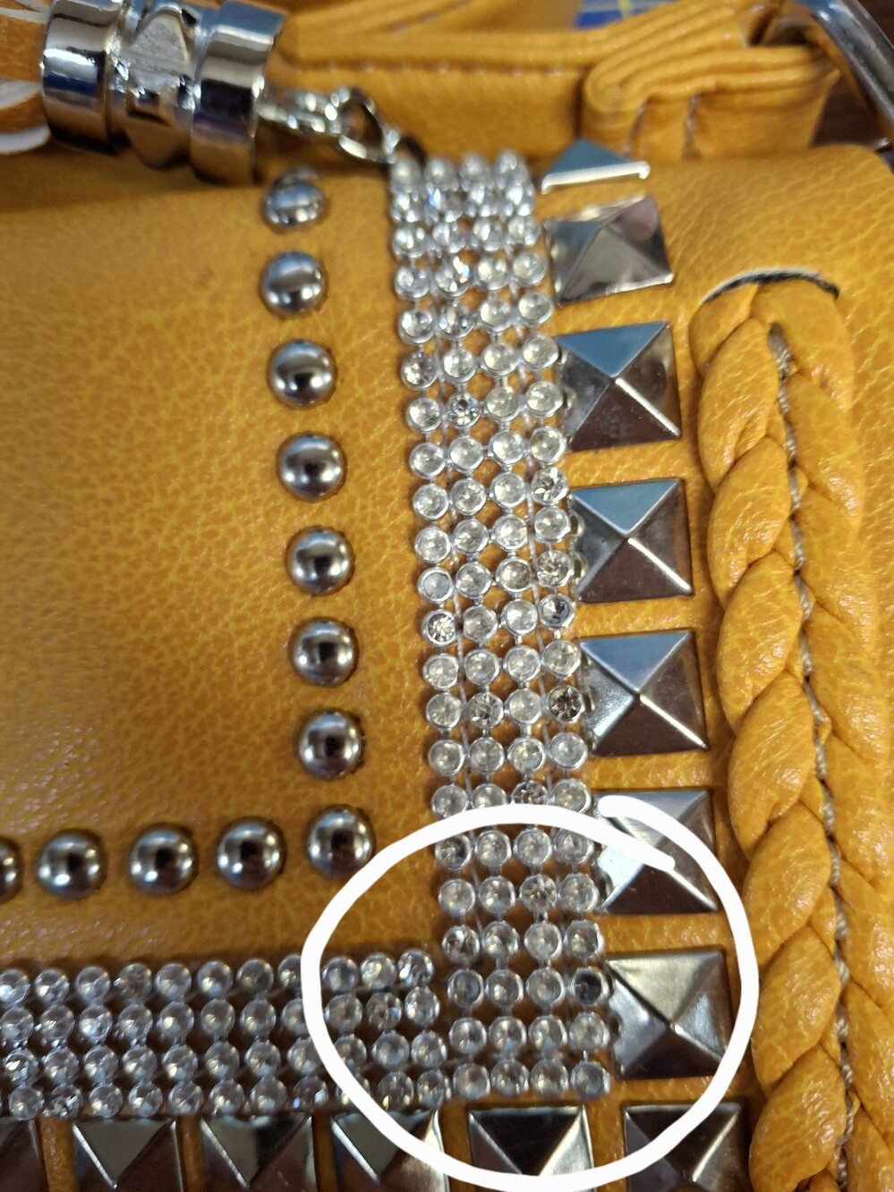 Yellow Studded Crossbody Shoulder Bag Mustard Color NEW - Picture 9 of 13